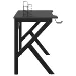 vidaXL Bureau de jeu avec pieds en forme de K Noir 90x60x75 cm