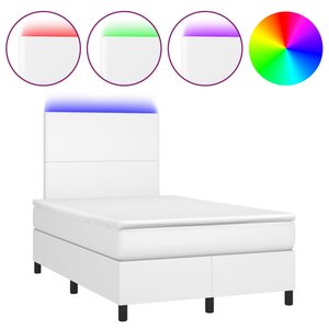 vidaXL Sommier à lattes de lit avec matelas et LED Blanc 120x200 cm