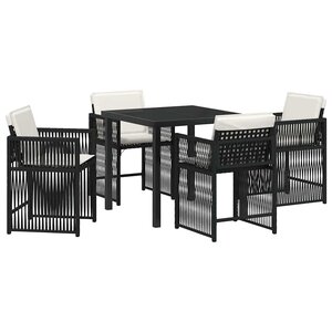 vidaXL Ensemble de salle à manger pour jardin 5 Pièces Noir polyrotin
