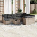 vidaXL Salon de jardin 11 Pièces avec coussins gris résine tressée