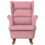 vidaXL Fauteuil à bascule à oreilles en velours rose bois massif
