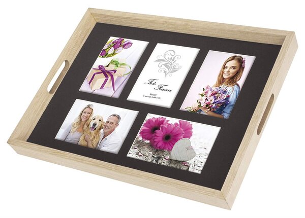 Plateau pour 5 Photo Tray Natural 43x35 Bois 5x10x15 ZEP