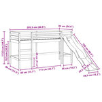 vidaXL Lit mezzanine enfants avec tour bleu 80x200cm bois pin massif