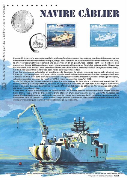 Document philatélique - Navire Câblier