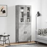 vidaXL Buffet haut Gris béton 69 5x34x180 cm Bois d'ingénierie
