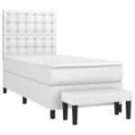 vidaXL Sommier à lattes de lit avec matelas Blanc 90x190 cm Similicuir