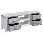 vidaXL Meuble TV Blanc et gris 108x30x40 cm Bois de Paulownia solide