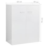 vidaXL Buffet Blanc brillant 60x30x75 cm Bois d'ingénierie