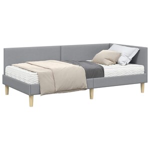 vidaXL Cadre de lit d'angle avec matelas Autre 2 Pièces Gris clair tissu