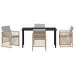 vidaXL Ensemble de Salle à Manger de Jardin 5 Pièces avec Coussins Beige en Poly Rotin