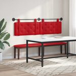 vidaXL Tête de lit suspendue Avec lumière LED Rouge Simili cuir