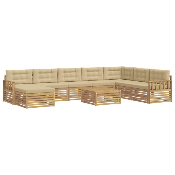 vidaXL Ensemble de canapés d'extérieur 9 Pièces Blanc et Beige