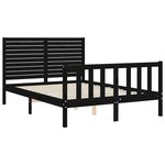 vidaXL Cadre de lit avec tête de lit noir 140x190 cm bois massif