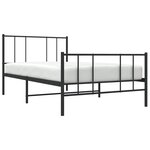 vidaXL Cadre de lit métal avec tête de lit/pied de lit noir 90x200 cm