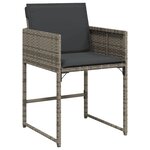 vidaXL Ensemble à manger de jardin et coussins 7 Pièces gris rotin