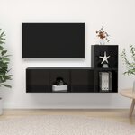 vidaXL Ensemble de meuble TV 2 Pièces Noir brillant Aggloméré