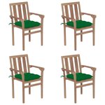 vidaXL Chaises de jardin empilables avec coussins lot de 4 Teck solide