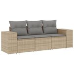 vidaXL Salon de jardin avec coussins 3 Pièces beige résine tressée
