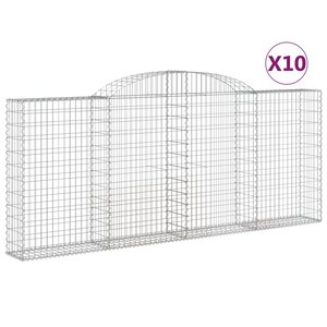 vidaXL Paniers à gabions arqués 10 Pièces 300x30x120/140 cm fer galvanisé