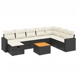 vidaXL Salon de jardin 9 Pièces avec coussins noir résine tressée