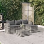 vidaXL Salon de jardin 3 Pièces avec coussins Gris Résine tressée