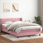 vidaXL Sommier à lattes de lit avec matelas rose 160x220 cm velours