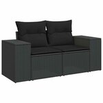 vidaXL Salon de jardin 6 Pièces avec coussins noir résine tressée acacia