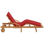 vidaXL Transat avec coussin Rouge 200 x 67 x 84cm Bois d'acacia massif