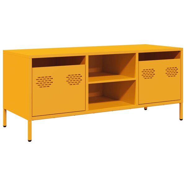vidaXL Meuble TV jaune moutarde 101 5x39x43 5 cm acier laminé à froid