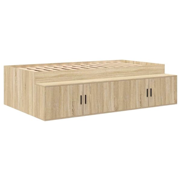vidaXL Cadre de lit avec rangement Chêne sonoma 100 x 200 cm