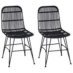 vidaXL Chaise de salle à manger 2 pc Rattan et Acier Noir