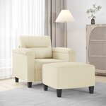 vidaXL Fauteuil avec repose-pied Crème 60 cm Similicuir