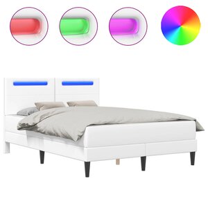vidaXL Cadre de lit avec matelas Blanc 120 x 190 cm Simili cuir