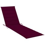 vidaXL Chaise longue avec coussin rouge bordeaux Bois de teck solide