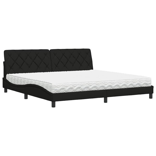 vidaXL Lit avec matelas noir 200x200 cm tissu