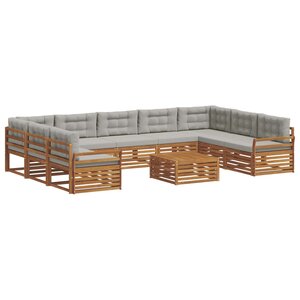 vidaXL Ensemble de canapés d'extérieur 10 Pièces Gris Naturel et Clair