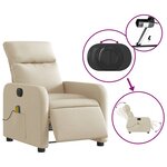 vidaXL Fauteuil inclinable de massage électrique crème tissu