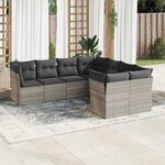 vidaXL Salon de jardin 8 Pièces avec coussins gris clair résine tressée