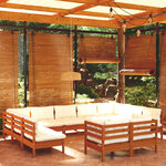 vidaXL Salon de jardin 11 Pièces avec coussins Marron miel Bois de pin