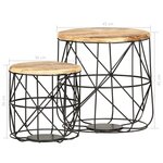 vidaXL Tables basses 2 Pièces Bois solide de manguier