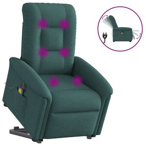 vidaXL Fauteuil inclinable de massage électrique Vert foncé Tissu