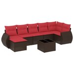 vidaXL Salon de jardin 8 Pièces avec coussins marron résine tressée