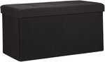 Tabouret banquette pouf de rangement pliant coffre repose-pieds 76 cm noir lin 13_0002337