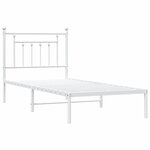 vidaXL Cadre de lit métal sans matelas avec tête de lit blanc 90x200cm