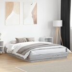 vidaXL Cadre de lit avec lumières LED sonoma gris 140x200 cm