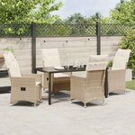 vidaXL Ensemble de salle à manger pour jardin 5 Pièces Beige Poly rotin