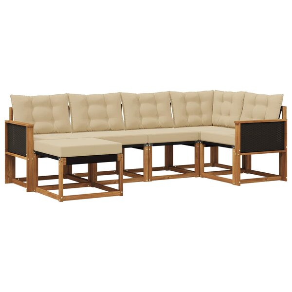 vidaXL Ensemble de canapés d'extérieur 6 pc Naturel et Beige
