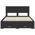 vidaXL Cadre de lit avec tiroir Noir 135 x 190 cm Bois d'ingénierie