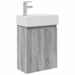 vidaXL Meuble de salle de bain avec robinet Sonoma gris