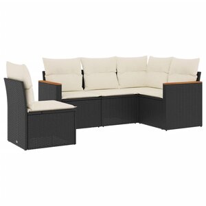 vidaXL Salon de jardin 5 Pièces avec coussins noir résine tressée
